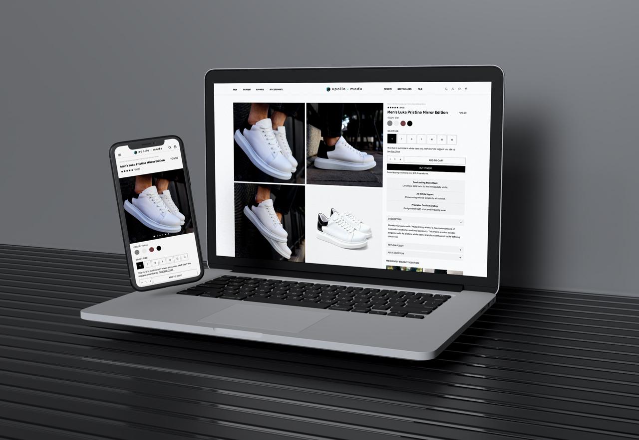 mokup laptop i mobilni - prikaz e commerce web prezentacije - Apollo Moda