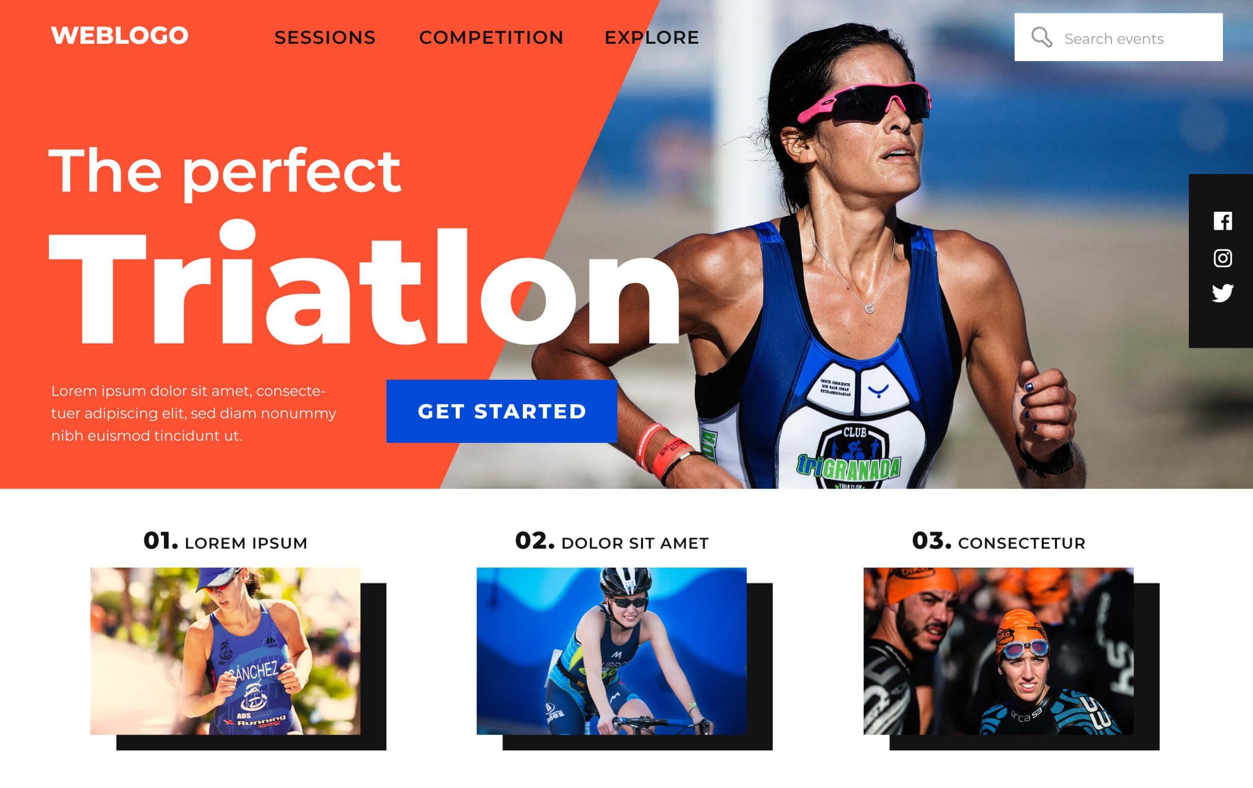 sportske događaje, landing page za triatlon